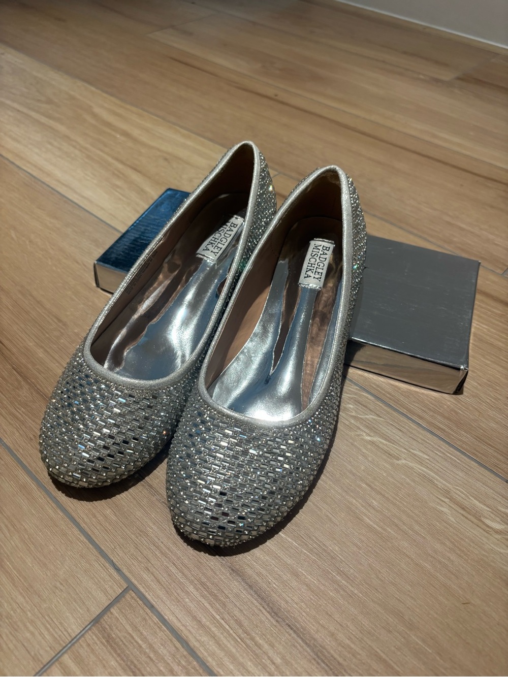 Badgley Mischka Kids Celeste Crystal Embellished Flat Party Shoe